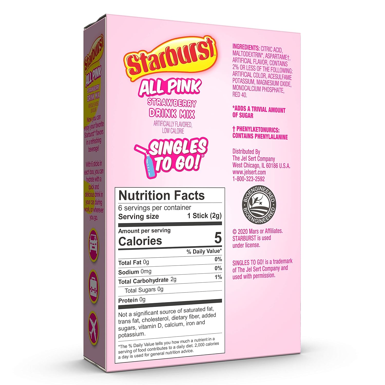 Starburst Singles To Go Powdered Drink Mix， All Pink Strawberry， 12 Boxes with 6 Packets Each - 72 Total Servings， Sugar-Free Drink Powder， Just Add Water， 6 Count (Pack of 12) - Image 3